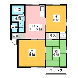 アーバンKAZU E【1階】の間取り