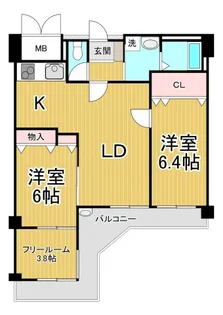 エーデル阪部【6階】の間取り