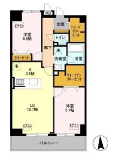 ロイヤルパークスシーサー【8階】の間取り