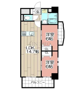ニューリバー福間【5階】の間取り