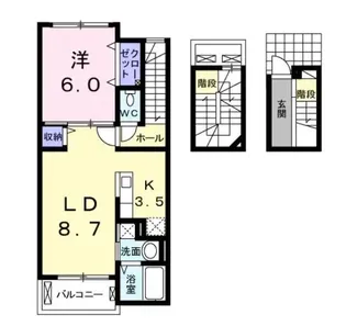 プレステージ花ずいH【3階】の間取り