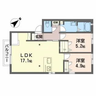 グランミュールC棟【2階】の間取り