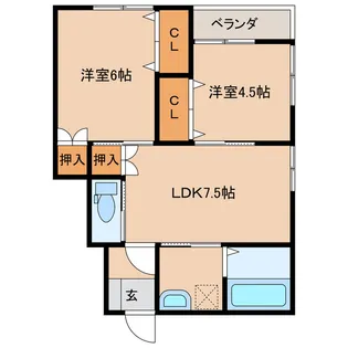 ひなたアパート【1階】の間取り