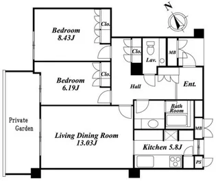 ガーデン東が丘【1階】の間取り