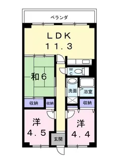プラージュ浜寺【3階】の間取り