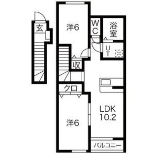 グランドゥールII(B)【2階】の間取り