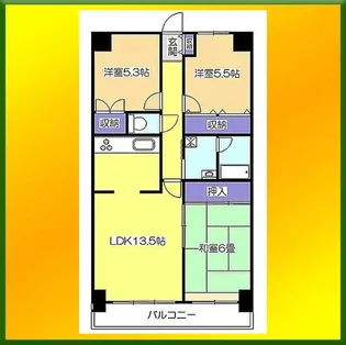 グランデール武蔵野【3階】の間取り