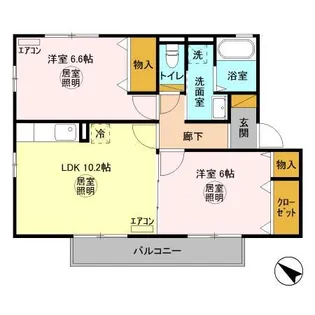 ヴィラボヌール【2階】の間取り