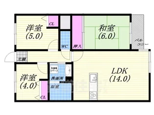芦屋翠ヶ丘アーバンリズ【3階】の間取り