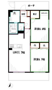 シンクロニシティ武蔵野【1階】の間取り