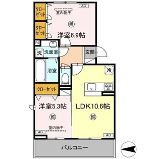 セゾンコート出仲間【2階】の間取り