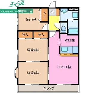 ハイム中川III【4階】の間取り