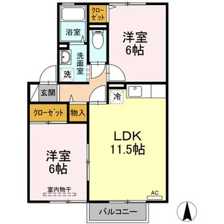 岡山県岡山市中区長岡【アパート】の間取り