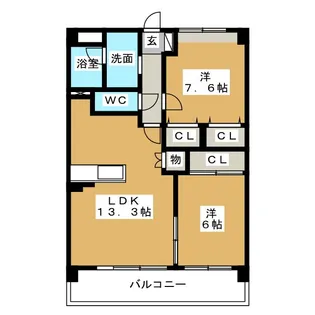 トリニティーコート宝神【3階】の間取り