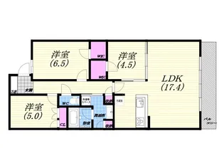 兵庫県芦屋市朝日ケ丘町【マンション】の間取り