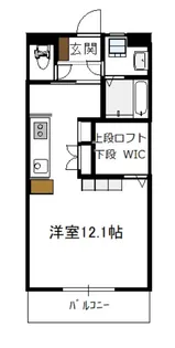 バリフォレスト吉村(1R+ロフト)【2階】の間取り