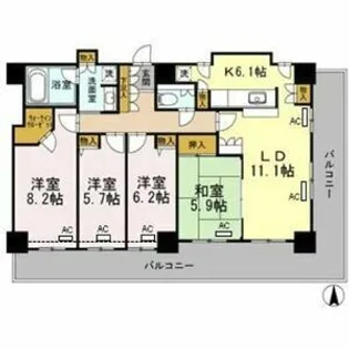 カスタリアタワー長堀橋【25階】の間取り