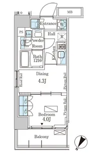 パークアクシス横濱大通り公園【10階】の間取り