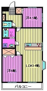 クリスタルマンション土呂【2階】の間取り