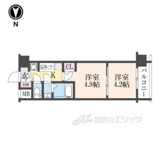 エステムコート京都二条【6階】の間取り