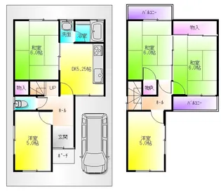 大阪府八尾市高砂町5【一戸建】の間取り