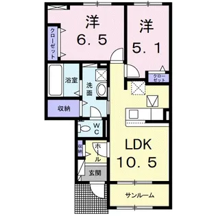 シュシュメゾンぴあのアンジュ A【1階】の間取り
