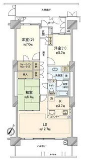 パークグランディエデナサザンタワー【12階】の間取り
