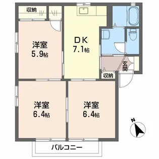 ファーブル衣干 A棟【2階】の間取り