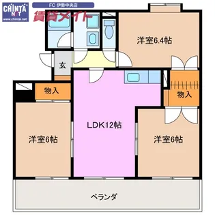 カーサたもの木【2階】の間取り