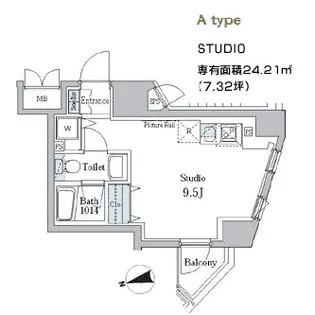 パークアクシス御徒町【10階】の間取り