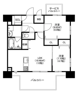 モダンパラッツォ博多デュオグランデWest【6階】の間取り