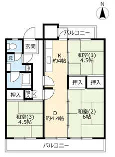 UR花園【3階】の間取り