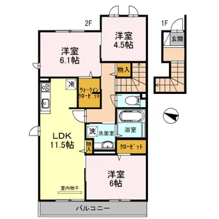 プルメリアF【2階】の間取り