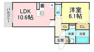 イオメール折尾 A棟【3階】の間取り