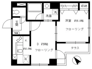 グラシューズ・ワン【1階】の間取り