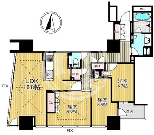 プレミストタワー靭本町【18階】の間取り