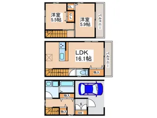 大阪府大阪市住吉区住吉1【一戸建】の間取り