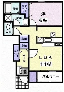 クラールむらさきの1【1階】の間取り
