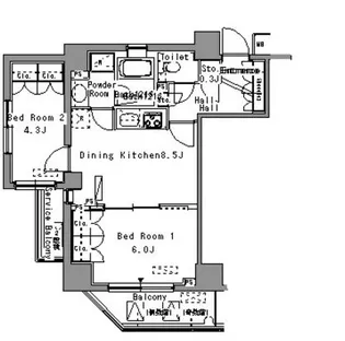 2DKの間取り画像