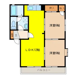 パークハイツ北原E【1階】の間取り
