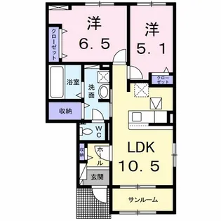 シュシュメゾンぴあのアンジュ A【1階】の間取り