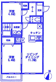 オーチャード・アパートメントB【2階】の間取り