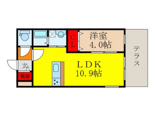 メイプルコ-ト旭丘C館【1階】の間取り