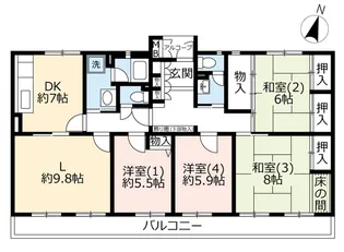 UR千葉ニュータウン原山第二【5階】の間取り