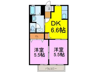 ピーノヴェントC【2階】の間取り