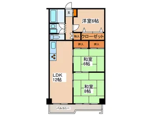 西道頓堀ハイツB棟【6階】の間取り