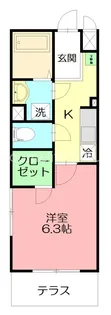 カレッジヒルズA【1階】の間取り