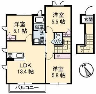 ハイツMINORU C棟【2階】の間取り