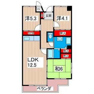 サニーヒル会瀬 2号館【5階】の間取り