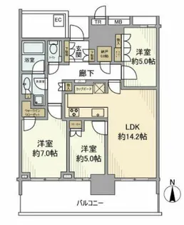 ベイズタワー&ガーデン【3階】の間取り